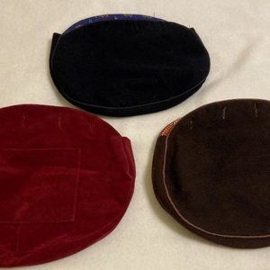 SET of (3) Vintage 4 BUTTON ON Black Brown Red COVERS for BERMUDA BAG / PURSE